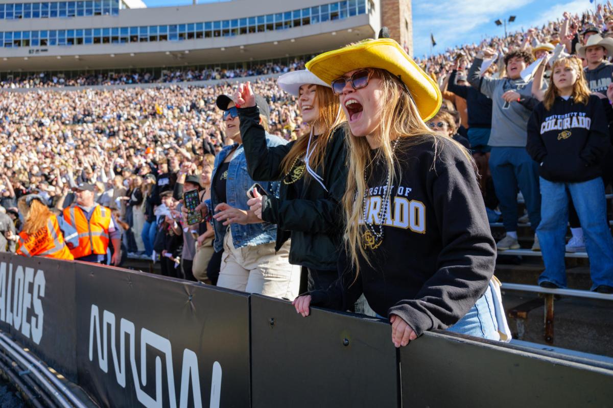 Students cheering at football game