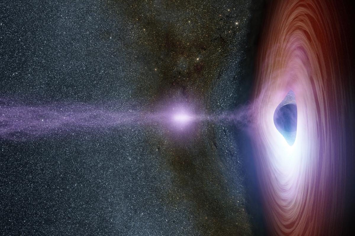 Artist illustration of a black holes with a jet